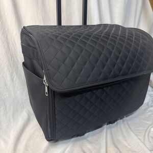 Rolling Sewing Machine Bag Case Quilted Black Travel Pockets Padded 🔥